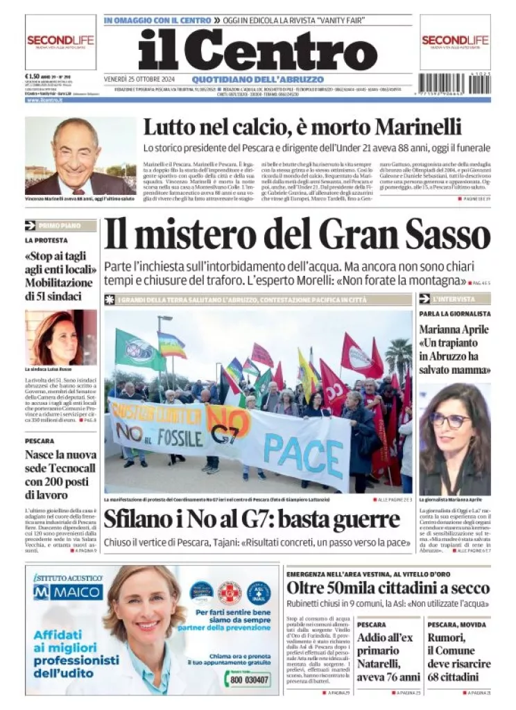 Prima-pagina-il centro-oggi-edizione-del-2024-10-25